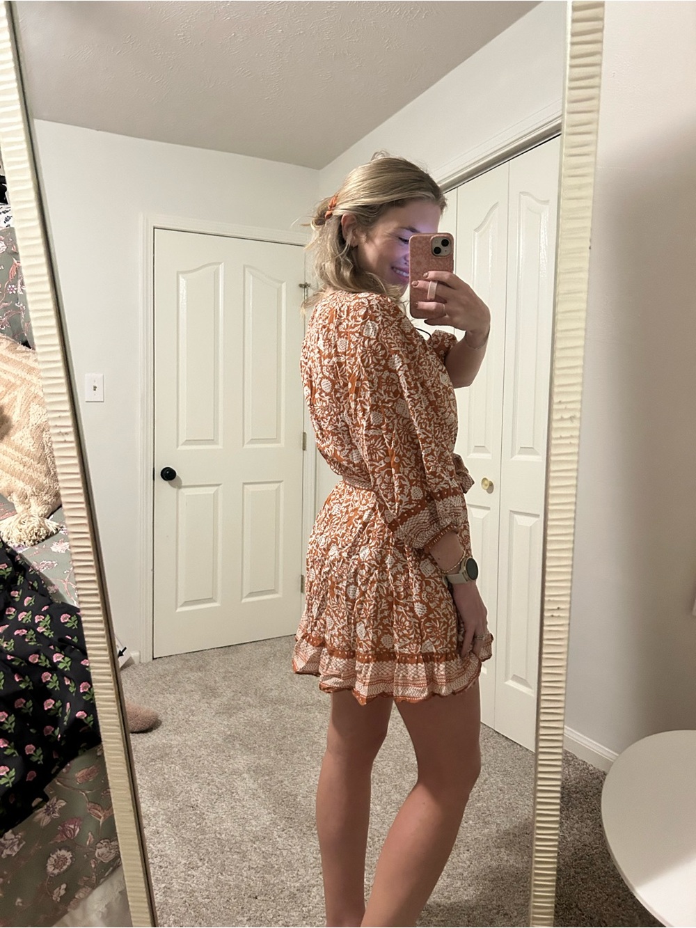 Cleobella Rust Floral Belted Mini Dress - Picture 2 of 9